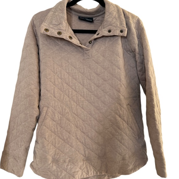 Marmot Quilted Snap Collar Pullover Sweatshirt – Taupe Medium - Picture 2 of 4